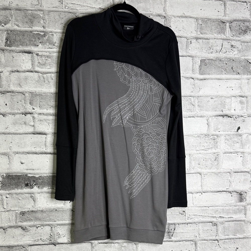 Stylish Black and Gray Women's Jersey Knit Dress